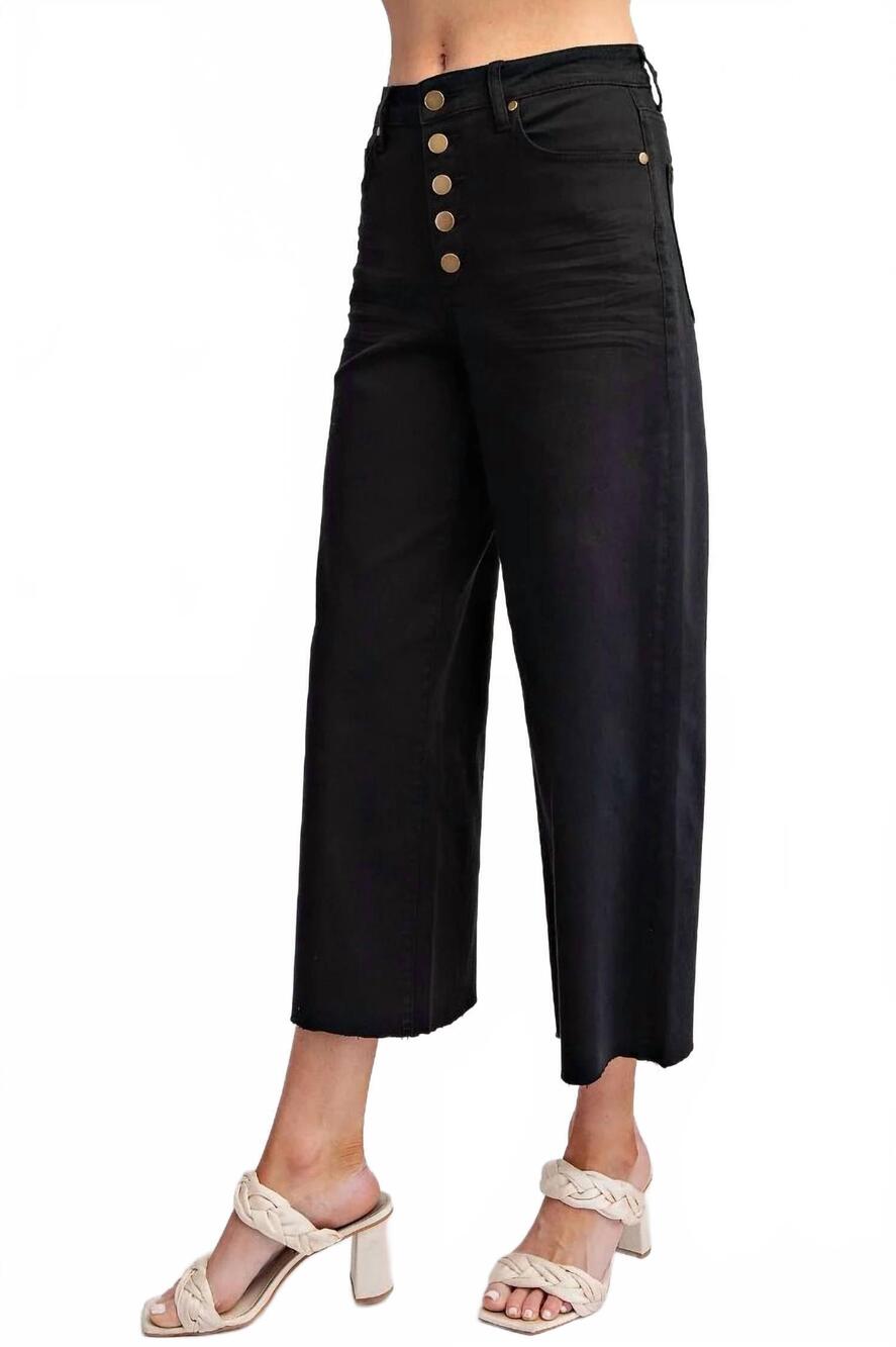 NEW EASEL button-front high-rise twill pants in black